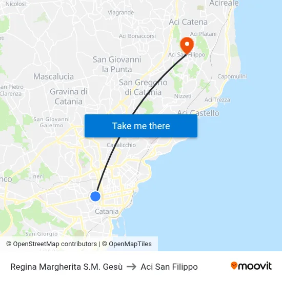 Regina Margherita S.M. Gesù to Aci San Filippo map