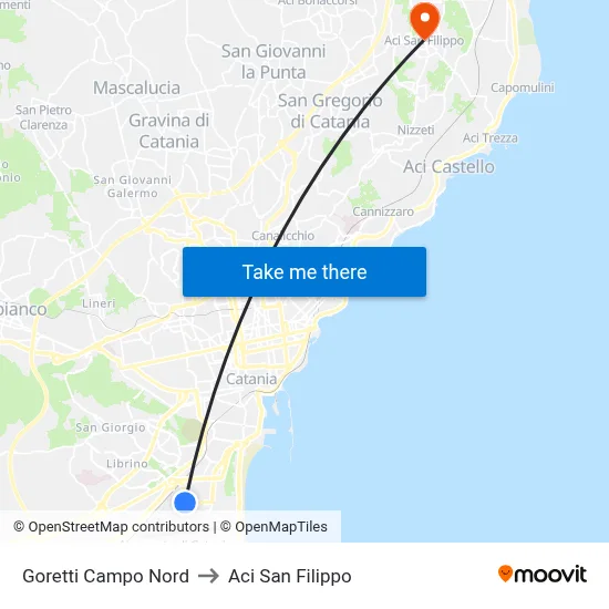 Goretti Campo Nord to Aci San Filippo map