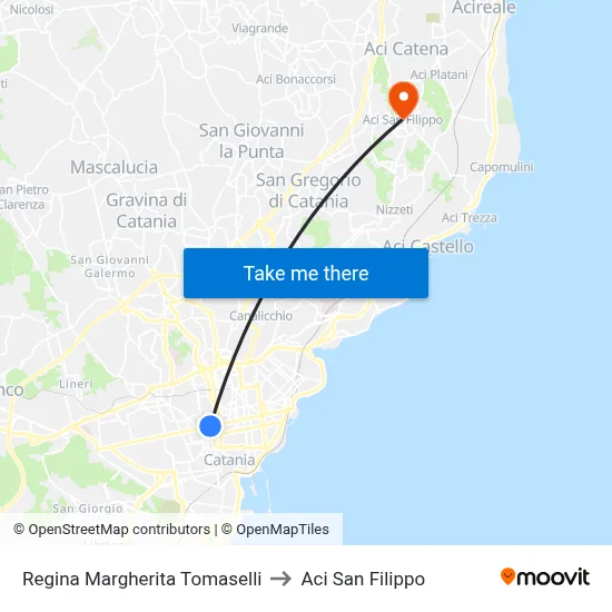 Regina Margherita Tomaselli to Aci San Filippo map