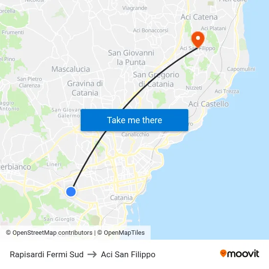 Rapisardi Fermi Sud to Aci San Filippo map