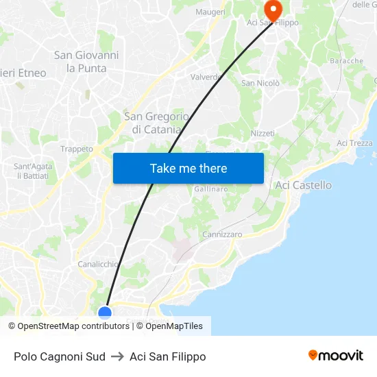 Polo Cagnoni Sud to Aci San Filippo map