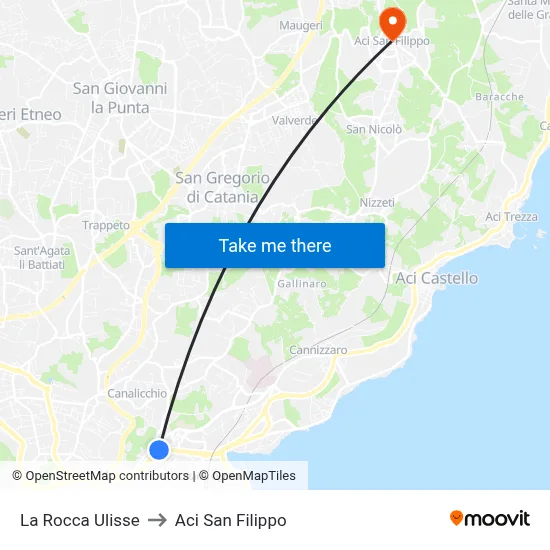 La Rocca Ulisse to Aci San Filippo map