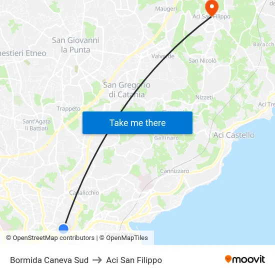 Bormida Caneva Sud to Aci San Filippo map