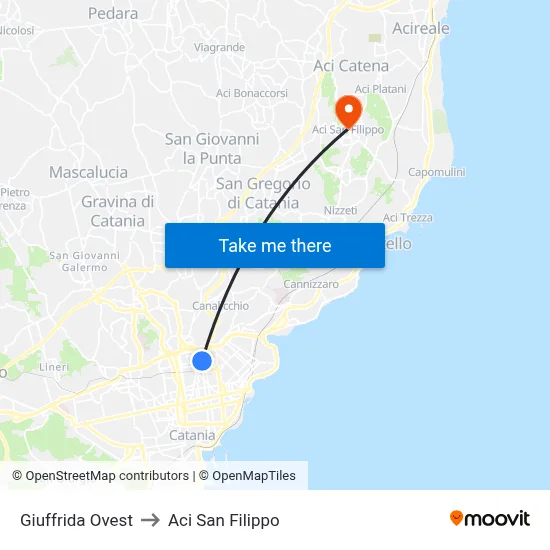 Giuffrida West to Aci San Filippo map