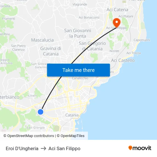 Eroi D'Ungheria to Aci San Filippo map