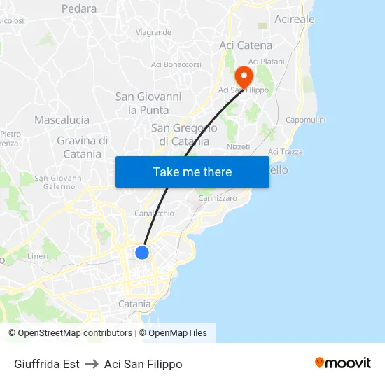 Giuffrida East to Aci San Filippo map