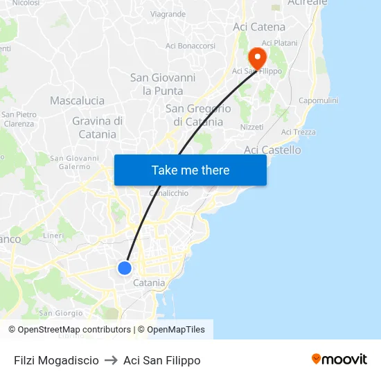 Filzi Mogadiscio to Aci San Filippo map