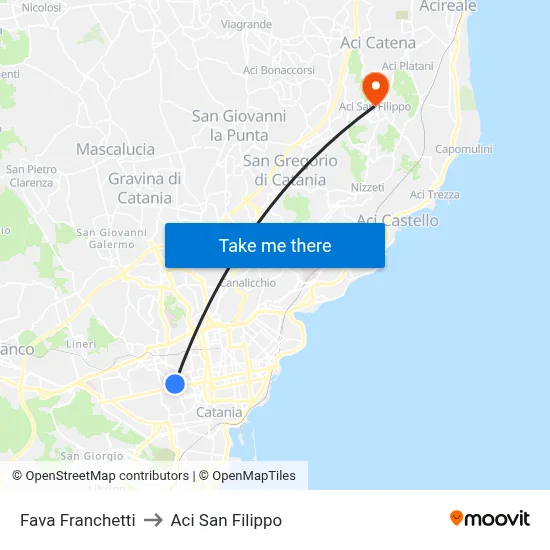 Fava Franchetti to Aci San Filippo map