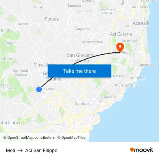 Meli to Aci San Filippo map