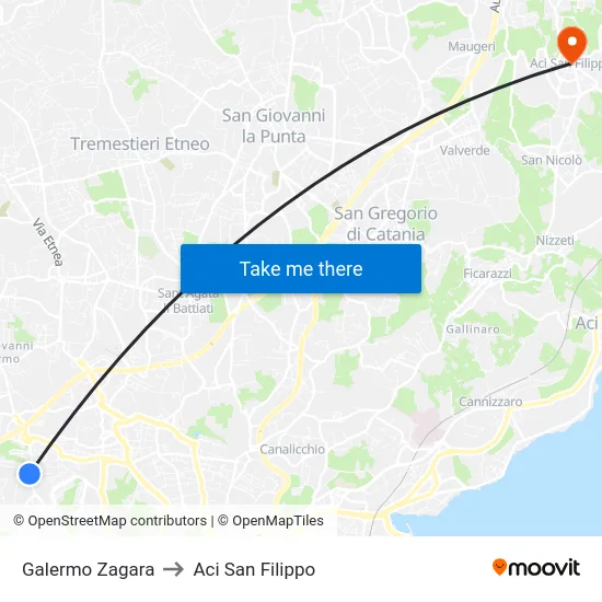 Galermo Zagara to Aci San Filippo map