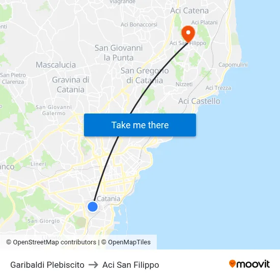 Garibaldi Plebiscito to Aci San Filippo map
