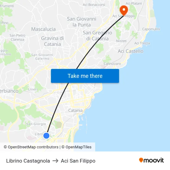 Librino Castagnola to Aci San Filippo map