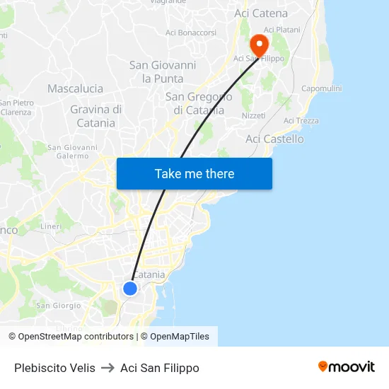 Plebiscito Velis to Aci San Filippo map
