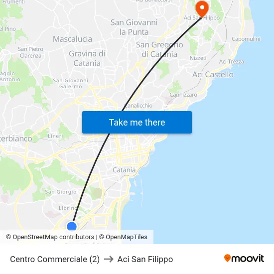 Centro Commerciale (2) to Aci San Filippo map