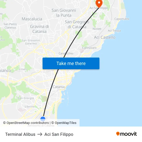Alibus Terminal to Aci San Filippo map