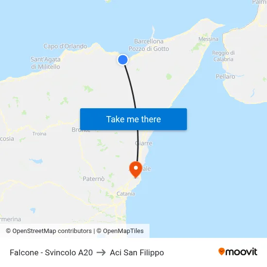 Falcone - A20 Junction to Aci San Filippo map