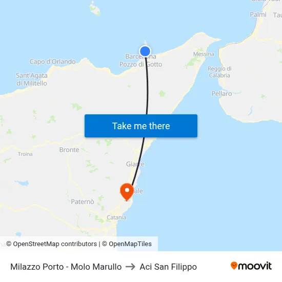 Milazzo Porto - Molo Marullo to Aci San Filippo map
