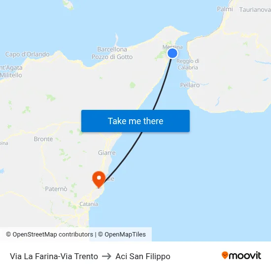 Via La Farina-Via Trento to Aci San Filippo map