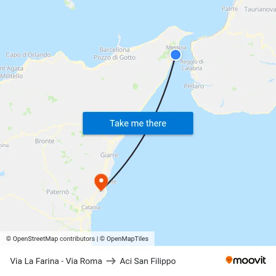 Via La Farina - Via Roma to Aci San Filippo map