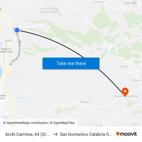 Archi Carmine, 44 (S/N) to San Domenico Calabria Italy map