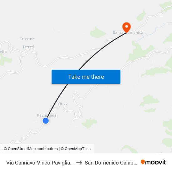 Via Cannavo-Vinco  Pavigliana (S/N) to San Domenico Calabria Italy map