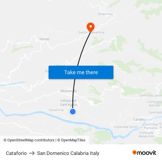 Cataforio to San Domenico Calabria Italy map