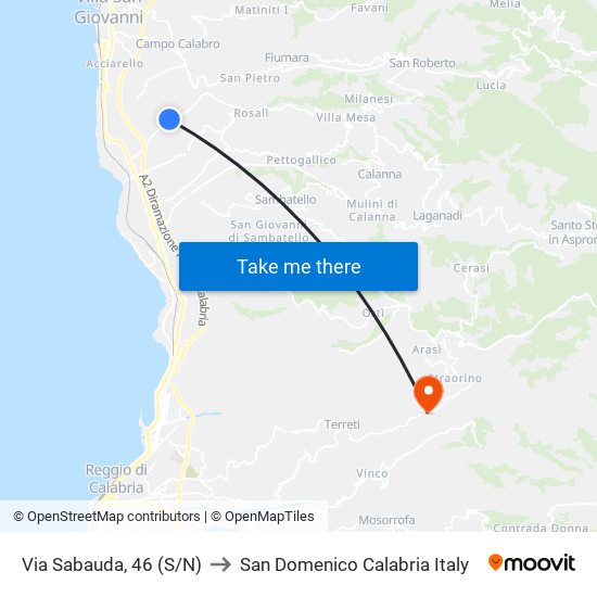 Via Sabauda, 46 (S/N) to San Domenico Calabria Italy map