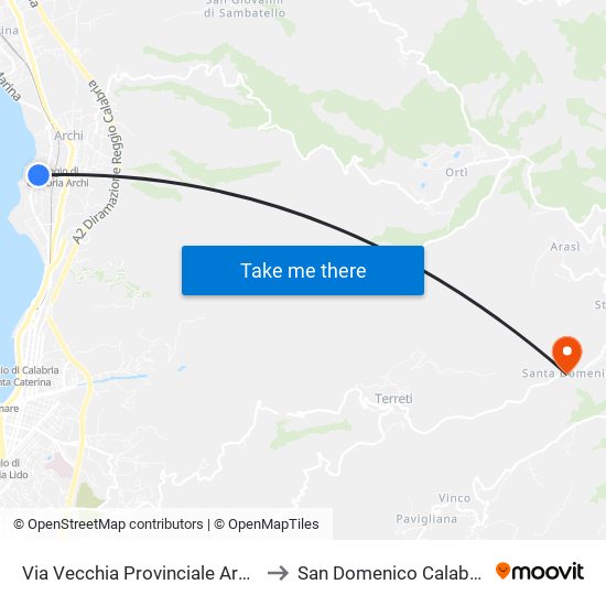 Via Vecchia Provinciale Archi (S/N) to San Domenico Calabria Italy map