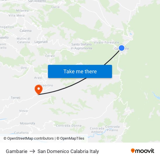 Gambarie to San Domenico Calabria Italy map