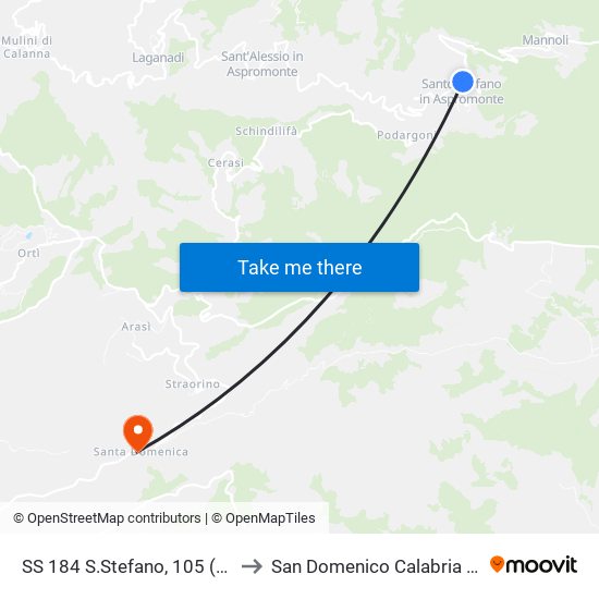 SS 184  S.Stefano, 105 (S/N) to San Domenico Calabria Italy map