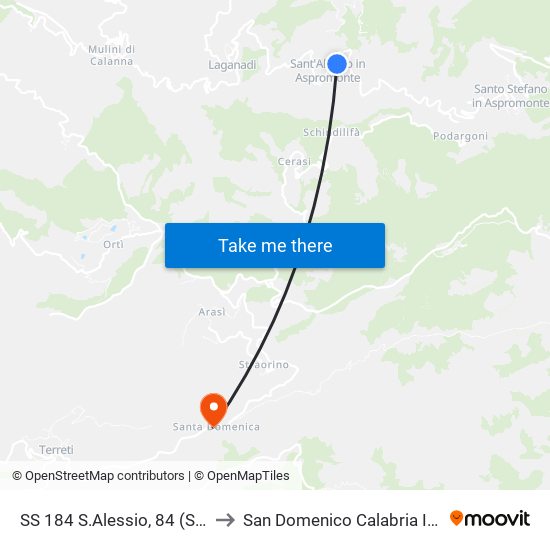 SS 184  S.Alessio, 84 (S/N) to San Domenico Calabria Italy map