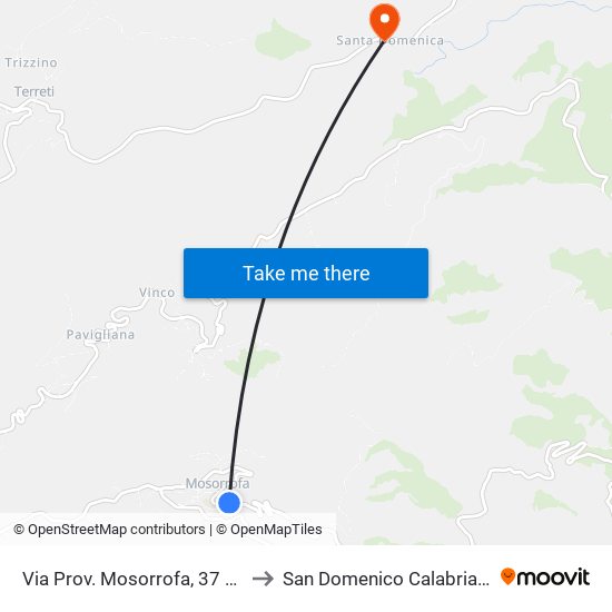 Via Prov. Mosorrofa, 37 (S/N) to San Domenico Calabria Italy map