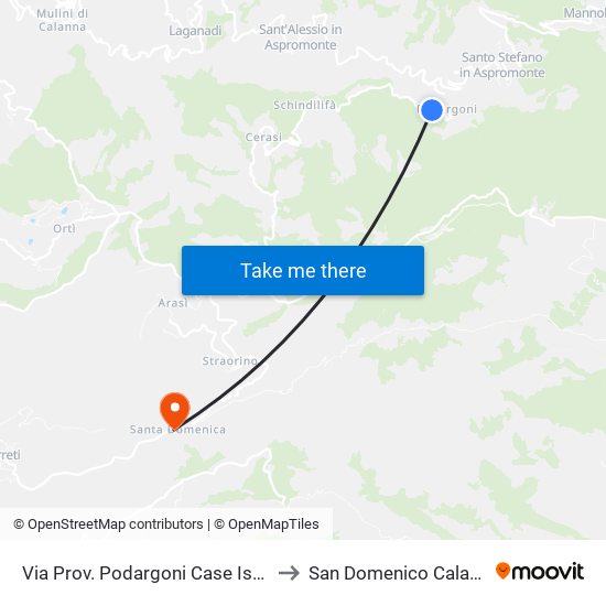 Via Prov. Podargoni  Case Isolate (S/N) to San Domenico Calabria Italy map