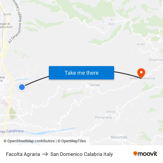 Facolta Agraria to San Domenico Calabria Italy map