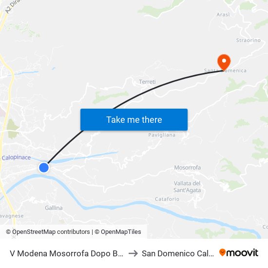V Modena Mosorrofa Dopo Bivio Cataf. S/N to San Domenico Calabria Italy map