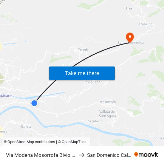 Via Modena Mosorrofa Bivio Mosorrofa S/N to San Domenico Calabria Italy map