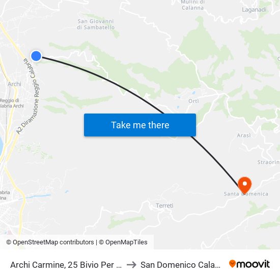 Archi Carmine, 25  Bivio Per Orti (N/S) to San Domenico Calabria Italy map