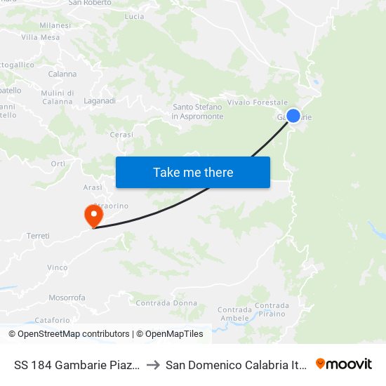 SS 184  Gambarie Piazza to San Domenico Calabria Italy map