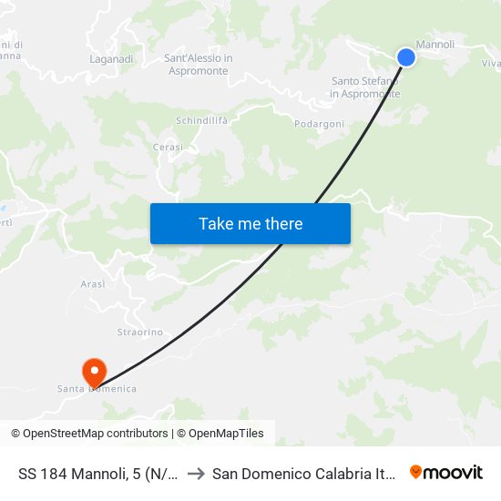 SS 184  Mannoli, 5 (N/S) to San Domenico Calabria Italy map