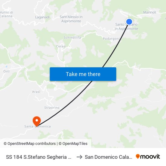 SS 184  S.Stefano Segheria Priolo (N/S) to San Domenico Calabria Italy map