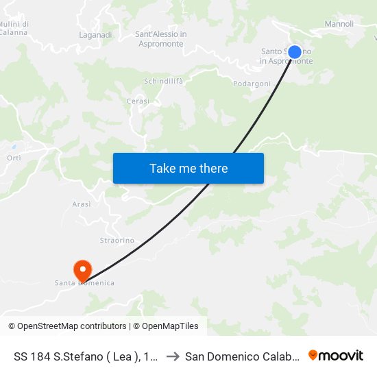 SS 184  S.Stefano ( Lea ), 156 (N/S) to San Domenico Calabria Italy map