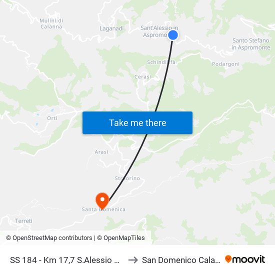 SS 184 - Km 17,7  S.Alessio Cimitero N/S to San Domenico Calabria Italy map