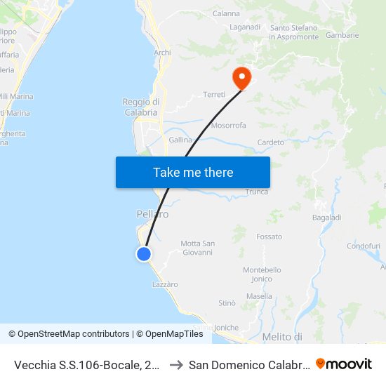 Vecchia S.S.106-Bocale, 286  (N/S) to San Domenico Calabria Italy map