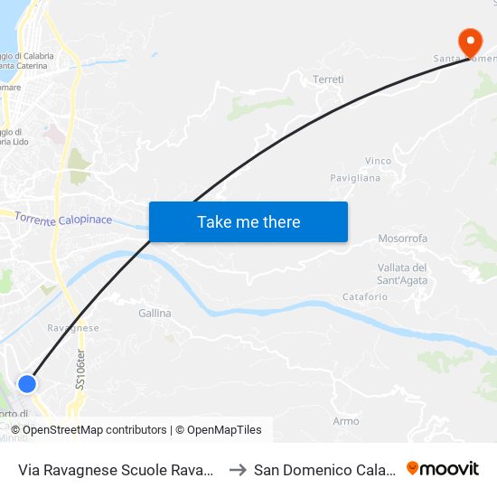 Via Ravagnese  Scuole Ravagnese (N/S) to San Domenico Calabria Italy map