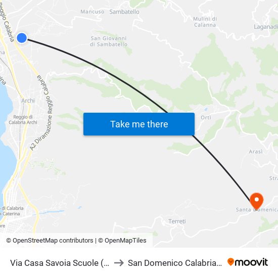 Via Casa Savoia  Scuole (N/S) to San Domenico Calabria Italy map