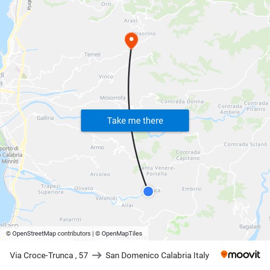 Via Croce-Trunca , 57 to San Domenico Calabria Italy map