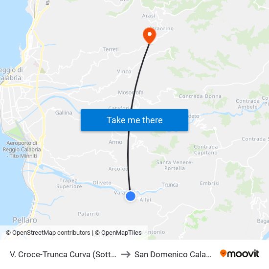 V. Croce-Trunca Curva (Sotto Chiesa) to San Domenico Calabria Italy map