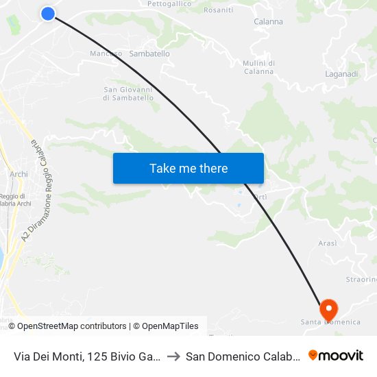 Via Dei Monti, 125  Bivio Gallico Sup to San Domenico Calabria Italy map