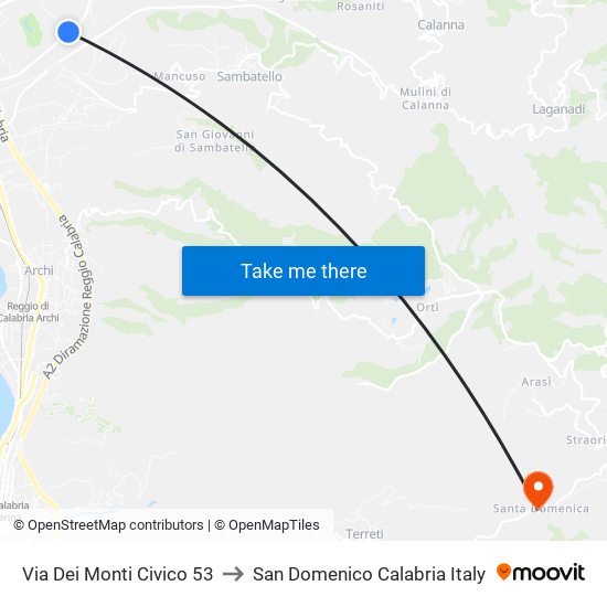 Via Dei Monti  Civico 53 to San Domenico Calabria Italy map
