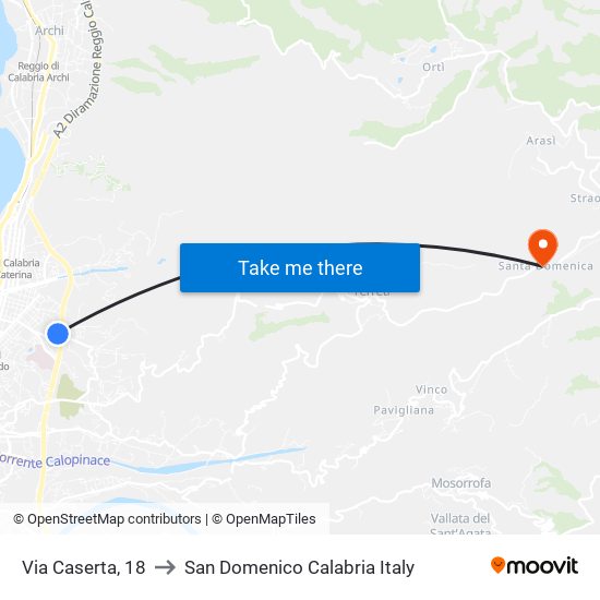 Via Caserta, 18 to San Domenico Calabria Italy map